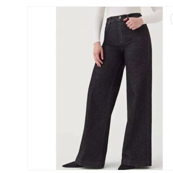 SPANX Denim - Spanx Wide Leg Pull On Denim Charcoal High Waisted Jeans S